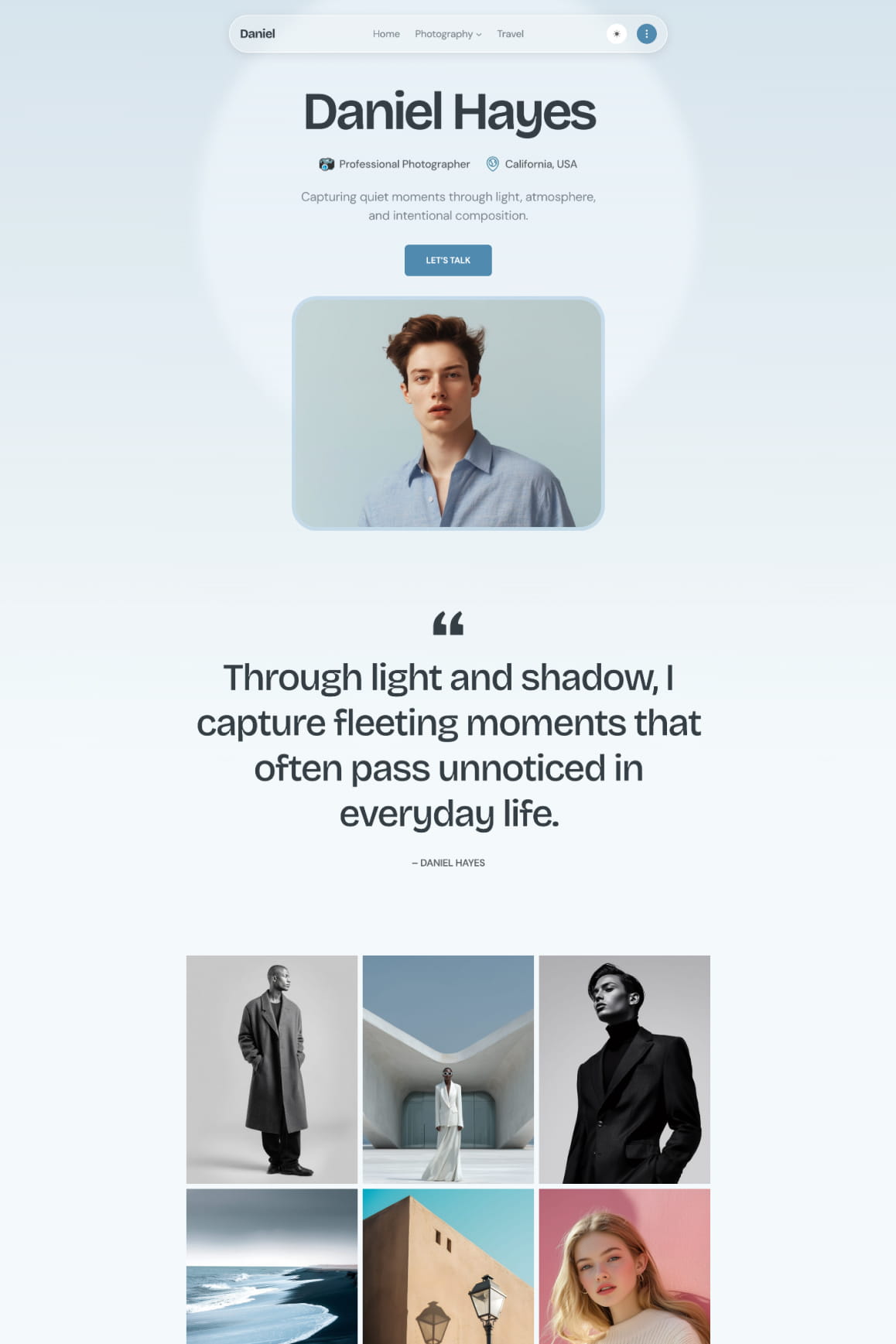 Daniel demo — travel journal theme for photographers