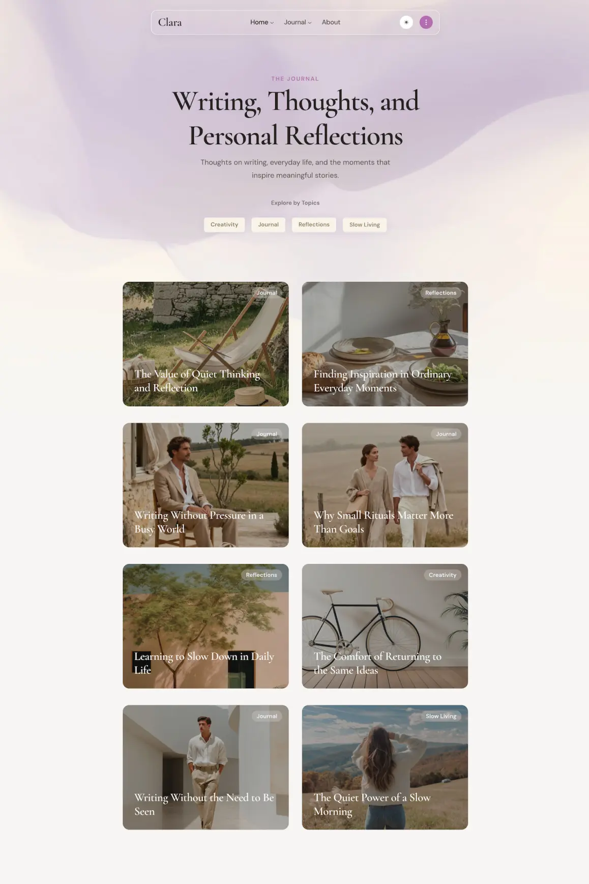 Clara classic grid blog layout