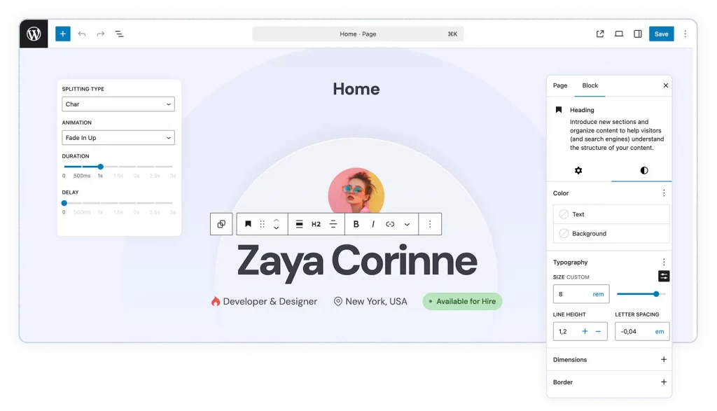 Zaya theme built for the WordPress Gutenberg block editor